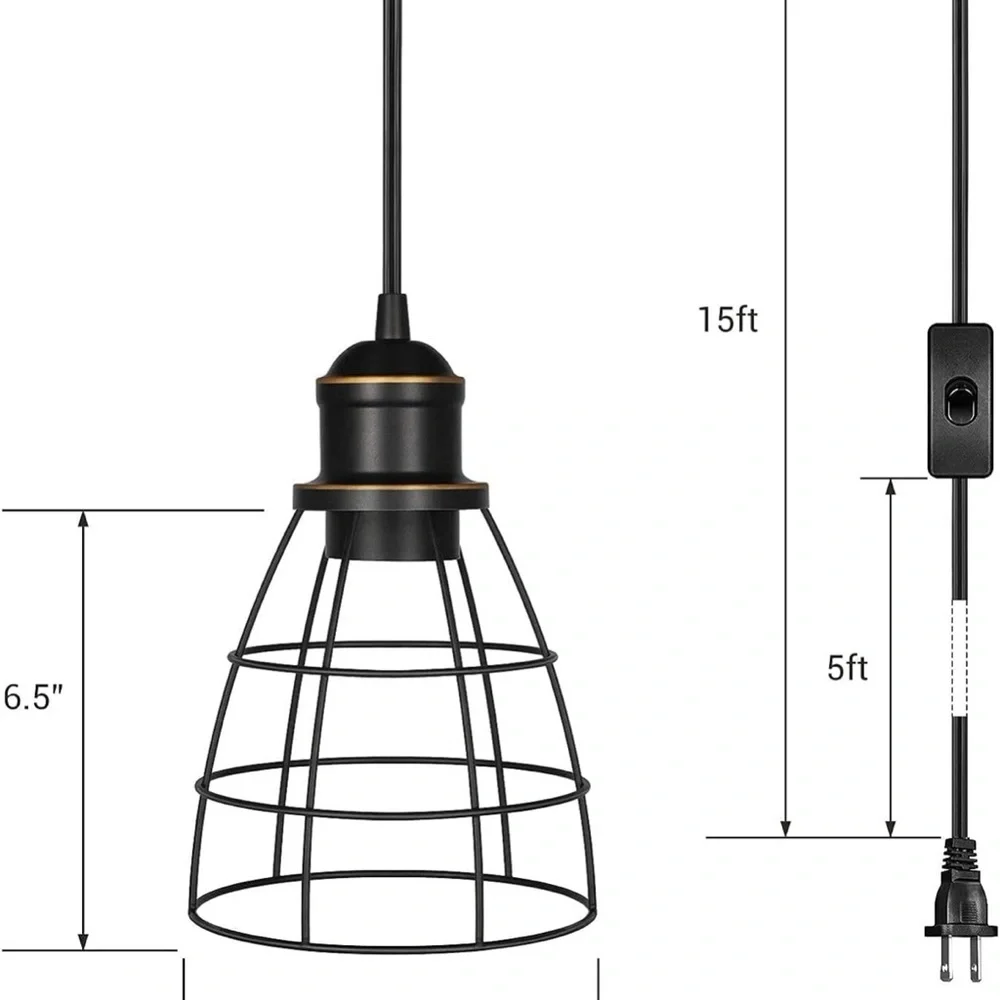 ⭐️ Set of 4 Black Cage Pendant Lights